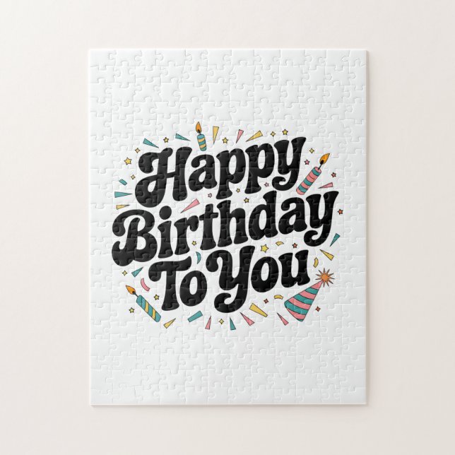 Puzzle Anniversaire Rétro Confettis (Vertical)