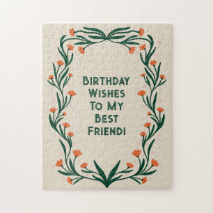 Puzzle Anniversaire Souhaite cadre floral élégant