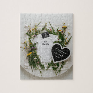 Puzzle annonce de grossesse au printemps avec fleurs sauv