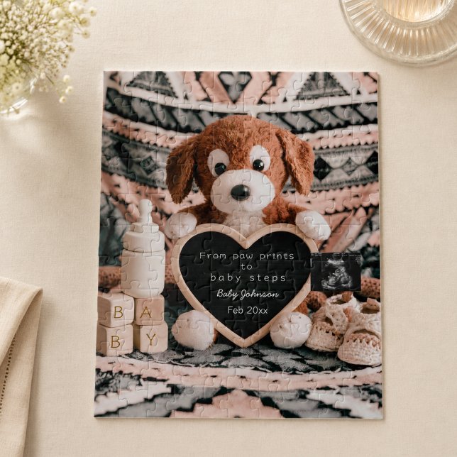 Puzzle Annonce de grossesse avec une peluche de chiot ado (Créateur téléchargé)