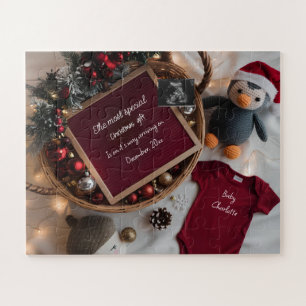 Puzzle Annonce de grossesse dans un panier de Noël festif
