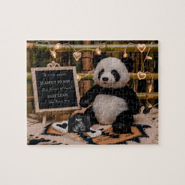 Puzzle Annonce de grossesse Ourson Panda Adorable (Horizontal)