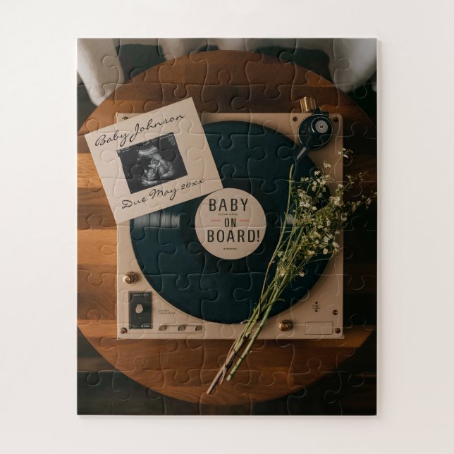 Puzzle Annonce de grossesse sur tourne-disque vinyle rétr (Vertical)