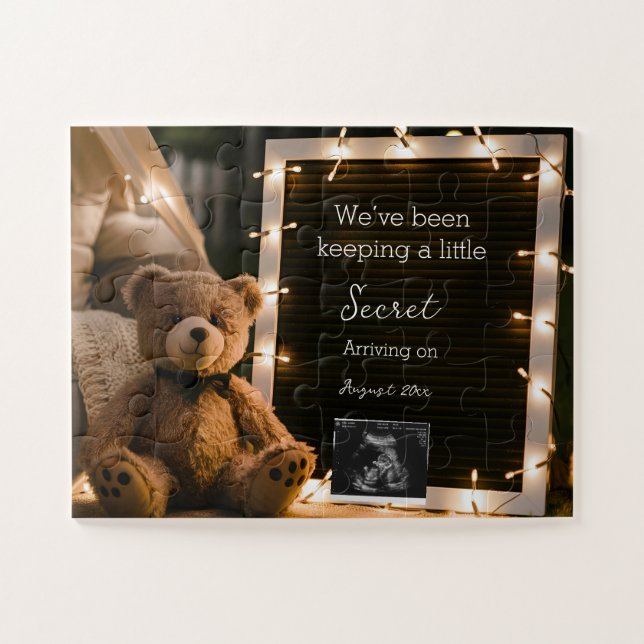 Puzzle Annonce de grossesse Teddy Bear Cozy Night (Horizontal)