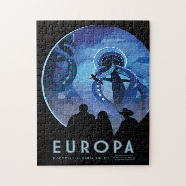 Puzzle Annonce Voyage Sci-Fi, Moon Europa (Vertical)