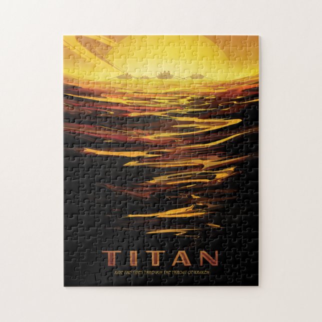 Puzzle Annonce Voyage Sci-Fi, Moon Titan (Vertical)
