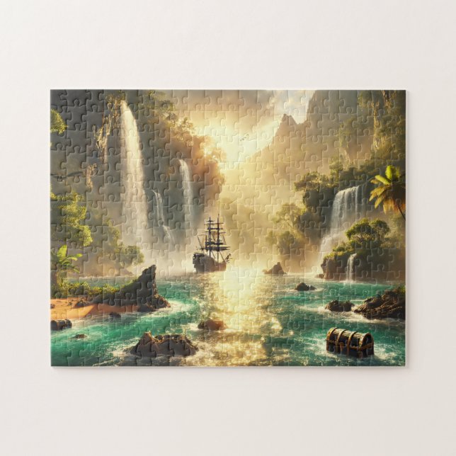 Puzzle Anse du Trésor Caché Bateau Pirate Cascade Lagune (Horizontal)