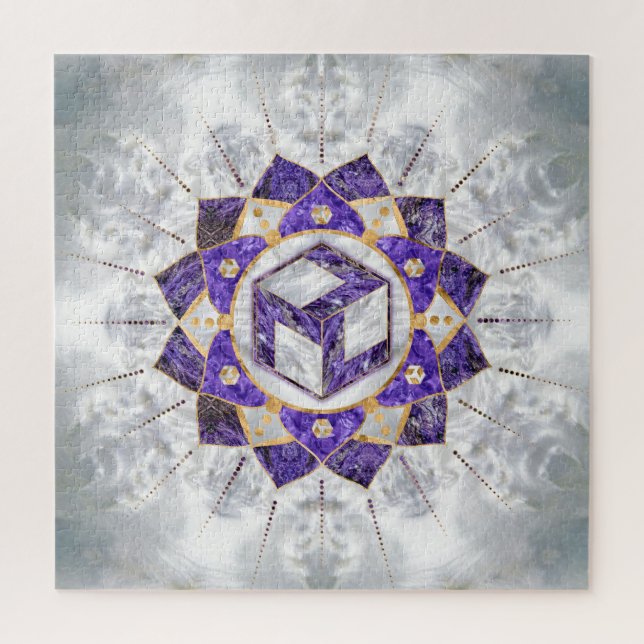 Puzzle Antahkarana à Lotus Mandala- Amethyst et Pearl (Vertical)