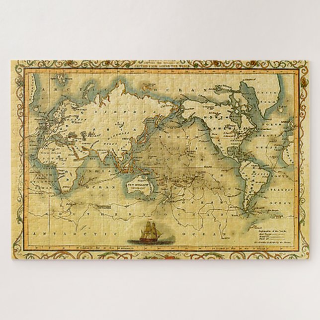 Puzzle Antique carte de l'Atlas du Vieux-Monde (Horizontal)