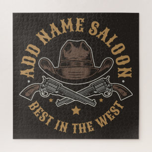 Puzzle Antique Cowboy Guns AJOUTER NOM Old Wild West Salo