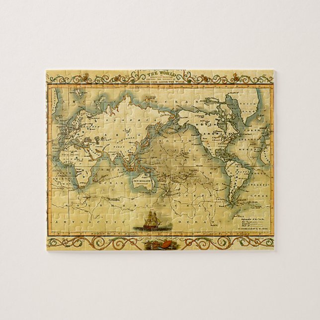 Puzzle Antique Historique Ancien Monde Atlas Continents (Horizontal)