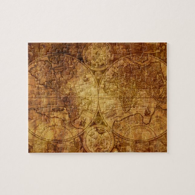 Puzzle Antique Historique Ancien Monde Atlas Continents (Horizontal)