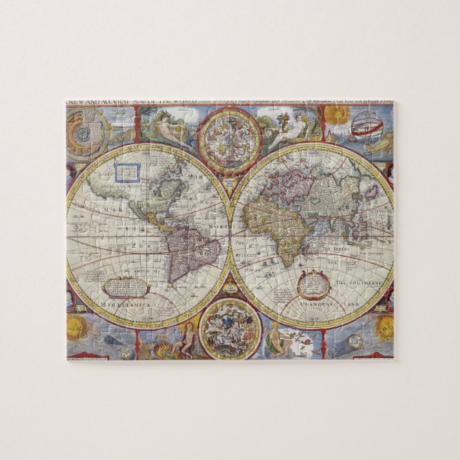 Puzzle Antique Historique Ancien Monde Atlas Continents (Horizontal)