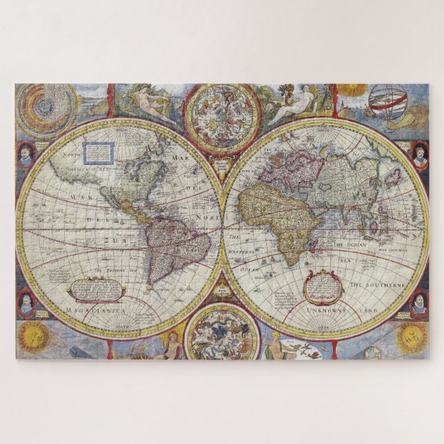 Puzzle Antique Historique Ancien Monde Atlas Continents (Horizontal)