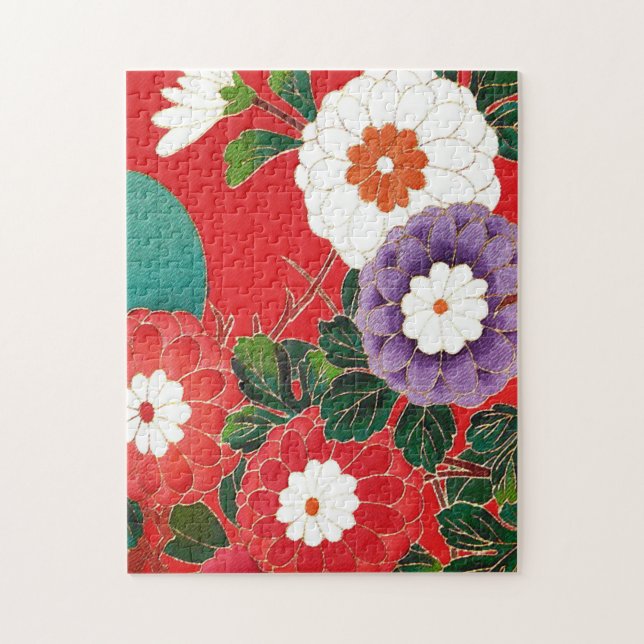 Puzzle Antique Japonais Brocade Deep Red (Vertical)