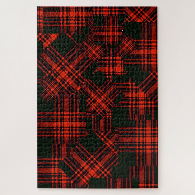 Puzzle Antique Menzies Chasse Tartan Plaid Patchwork (Vertical)