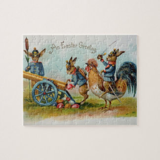 Puzzle antique militaire de carte postale de