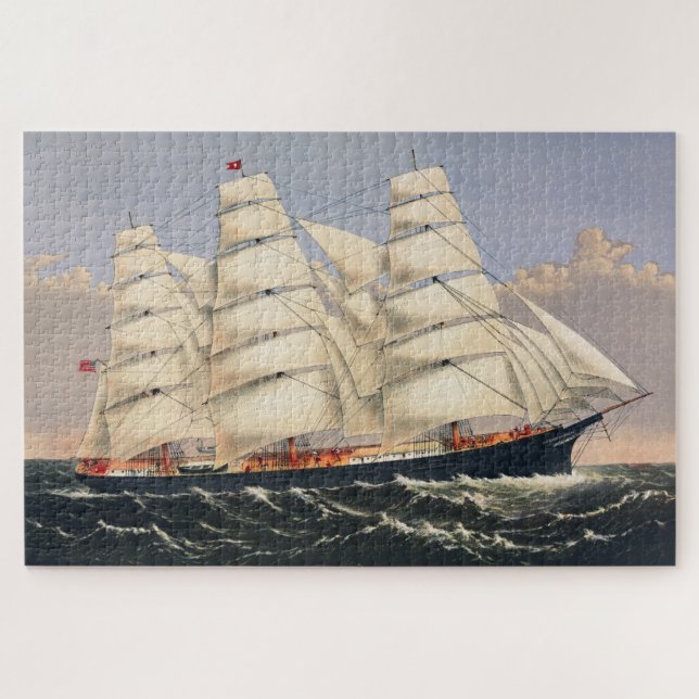Puzzle Antique Navire de Navigation Maritime Currier & Iv (Horizontal)