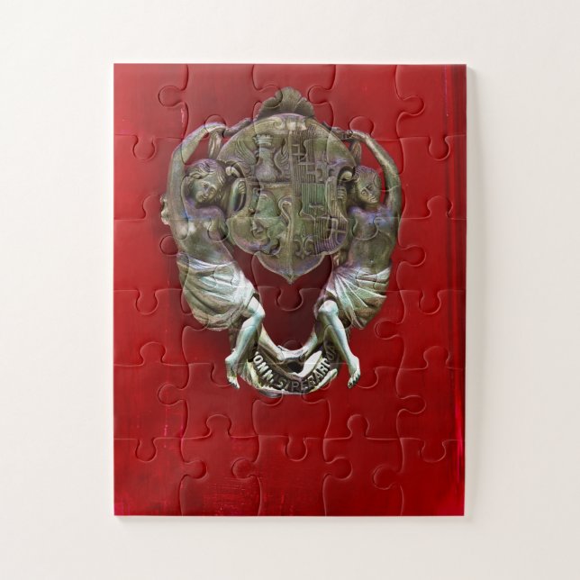 Puzzle Antique Red Door Knocker | Malta Architecture (Vertical)