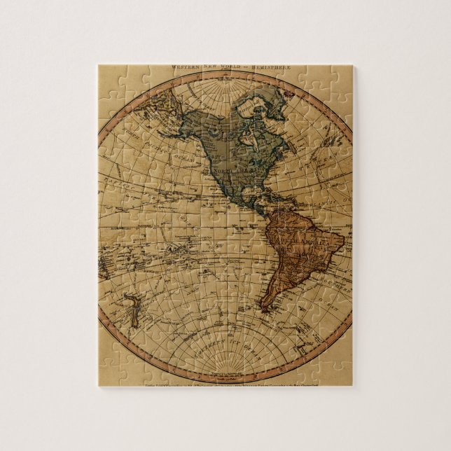 Puzzle Antique William Filament 1786 Western Hemisphere (Vertical)