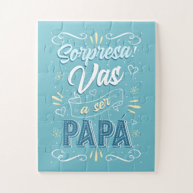 Puzzle Anuncio de Embarazo Artístico Azul (Vertical)