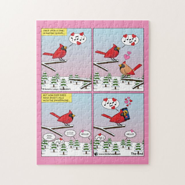 Puzzle Appels de accouplement d'oiseaux modernes comique (Vertical)
