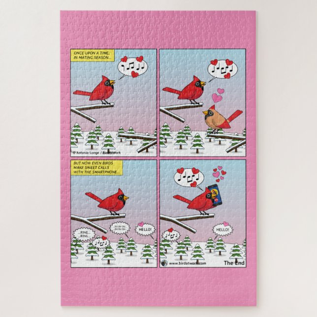 Puzzle Appels de accouplement d'oiseaux modernes comique (Vertical)