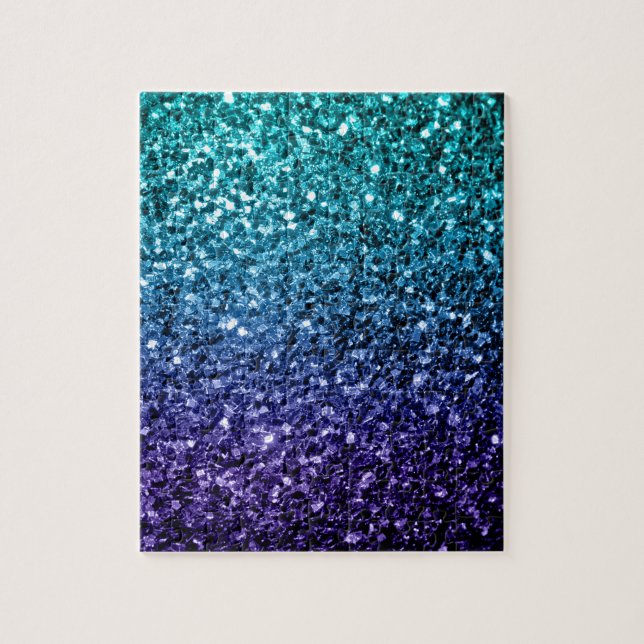 Puzzle Aqua blue Ombre faux scintillants de parties scint (Vertical)