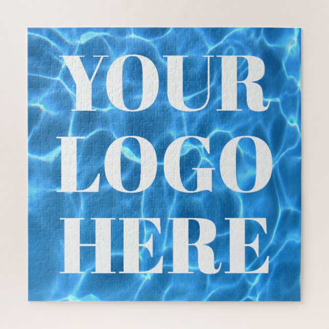 Puzzle Aqua Blue Swimming Pool Photo for Your Logo (Vertical)