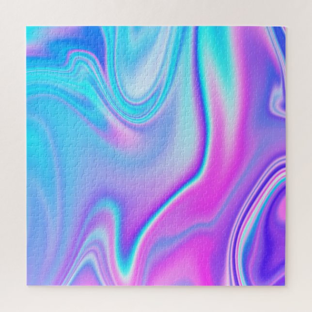 Puzzle Aqua Hot Pink Iridescente Ombre (Vertical)