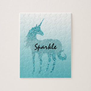 Puzzle Aqua Parties scintillant Unicorn devis personnalis