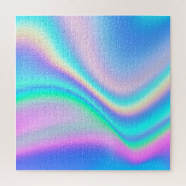 Puzzle Aqua Rose Iridescent Arc-en-ciel Ombré Vague (Vertical)