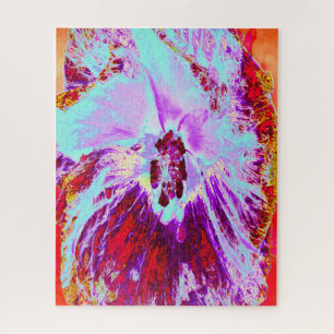 Puzzle Aqua tropicale Abstraite et fleur d'Hibiscus pourp