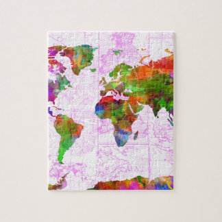 Puzzle aquarelle 4 de carte du monde