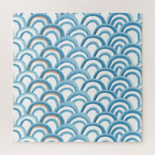 Puzzle Aquarelle à vague bleue, peinture transparente.