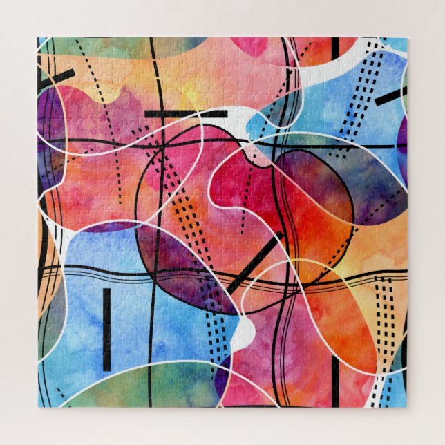 Puzzle Aquarelle Abstraite Motif noir blanc (Vertical)