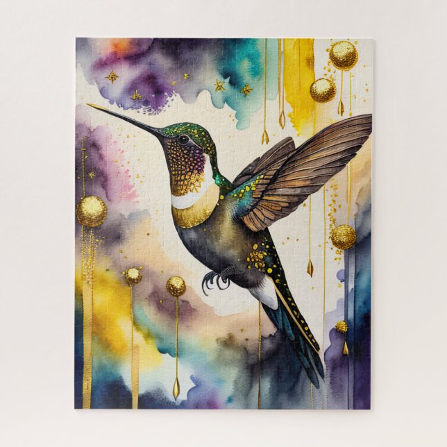 Puzzle Aquarelle Abstraite Peinture d'un colibri 5:4 (Vertical)