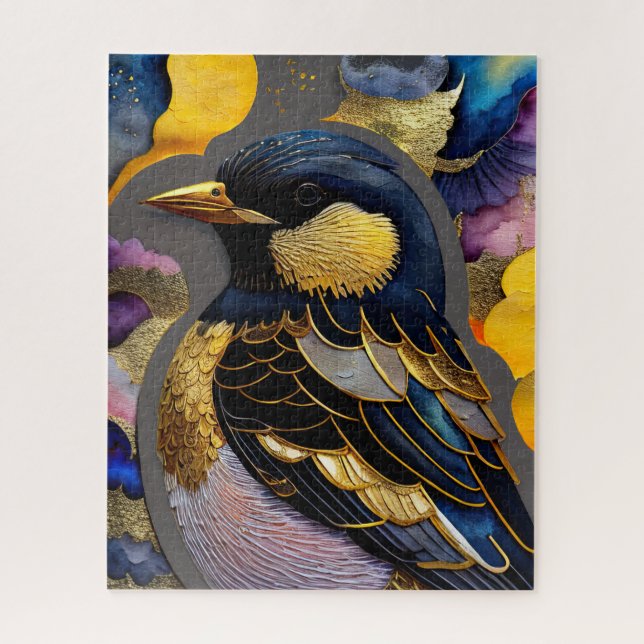 Puzzle Aquarelle Abstraite Peinture d'un oiseau (Vertical)