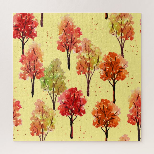 Puzzle Aquarelle Arbres d'automne : Illustration transpar (Vertical)