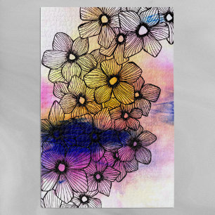 Puzzle Aquarelle artistique et fleurs d'encre