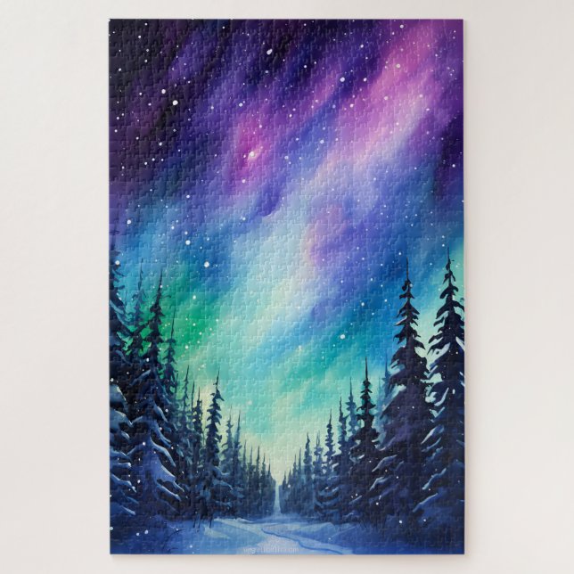 Puzzle Aquarelle aurore boréale aurore boréale (Vertical)