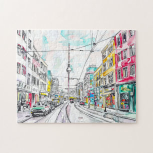 Puzzle Aquarelle Berlin Mitte et tour TV