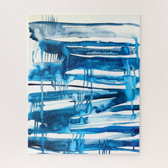 Puzzle Aquarelle bleu art abstrait (Vertical)