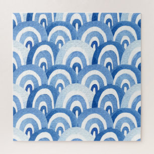 Puzzle Aquarelle bleue : Vagues de mer Abstraites