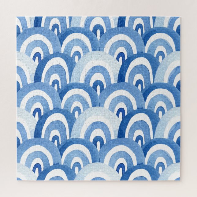 Puzzle Aquarelle bleue : Vagues de mer Abstraites (Vertical)