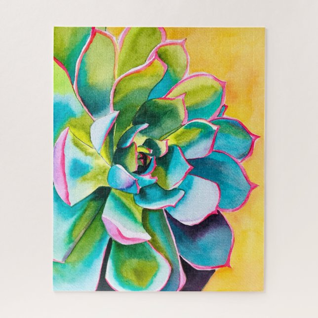 Puzzle Aquarelle botanique succulent (Vertical)