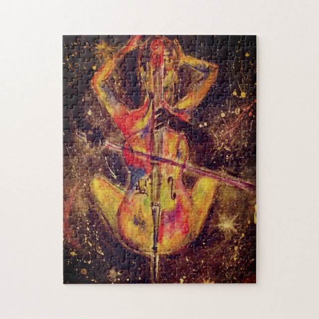 Puzzle Aquarelle - Cello Space Sonata - Lady et Cello - (Vertical)