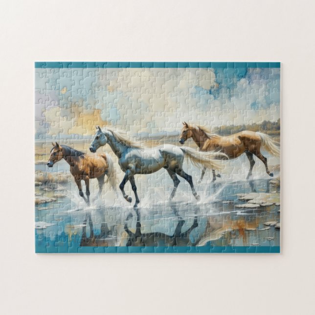 Puzzle Aquarelle Chevaux sauvages (Horizontal)