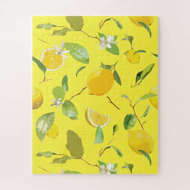 Puzzle Aquarelle Citron & Feuilles 4 (Vertical)