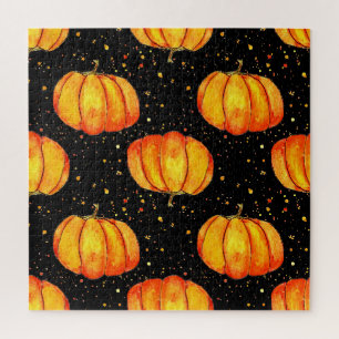 Puzzle Aquarelle citrouilles d'automne, impression Hallow